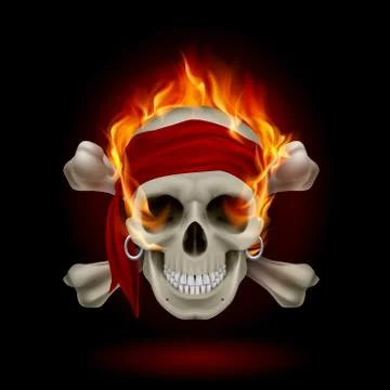 Flaming Skull Pirate Stock Illustration