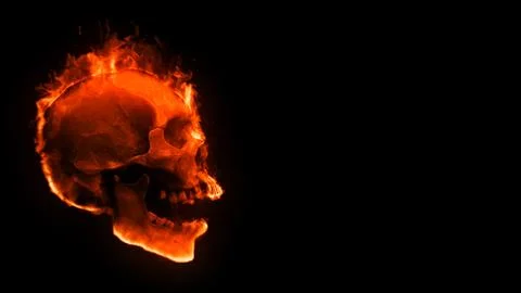 Flaming Skull with Sparks Background イラスト素材