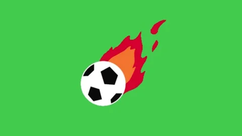 Flaming Soccer Ball Fire Trail Green Screen Motion Видео 344764604
