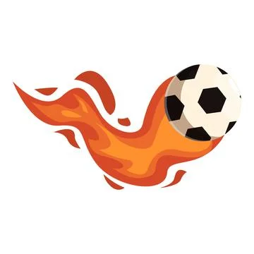Flaming soccer ball flying through air, symbolizing passion and speed Stock Illustration