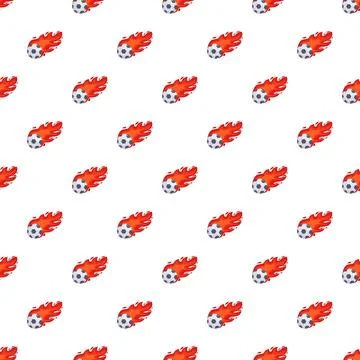 Flaming soccer ball repeating pattern on white background Stock Illustration
