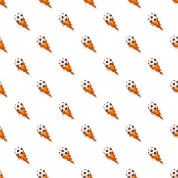 Flaming soccer ball seamless pattern on white background Stock Illustration