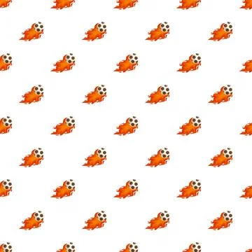 Flaming soccer balls flying creating seamless pattern Stock Illustration