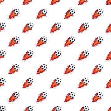Flaming soccer balls pattern on a white background Stock Illustration