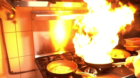 Flaming Stir Fry Stock Footage 319207214