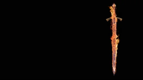 Flaming Sword on Black Background 4K Loop Stock Footage 237822274