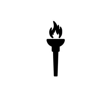 Flaming Torch, Olympic Ceremonial Fire Solid Flat Vector Icon Isolated on Whi Stock Illustration
