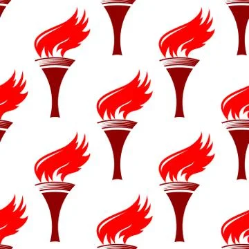 Flaming torches seamless background pattern Illustrazione stock