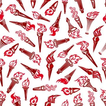 Flaming torchs icons seamless pattern Stock Illustration