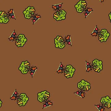 Flaming tree wildfire disaster vector seamless pattern Stock Illustration