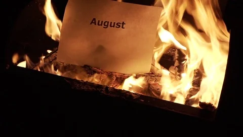 Flaming word August hd Stock Footage 75546575