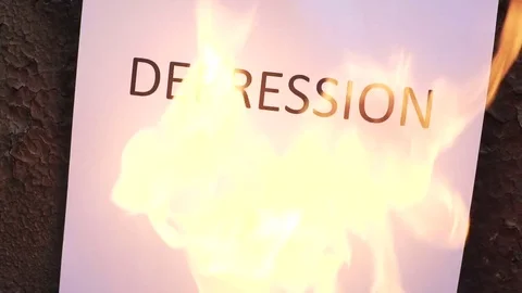 Flaming word depression slow motion 스톡 동영상 78076775
