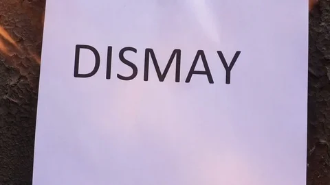 Flaming word DISMAY slow motion Stock Footage