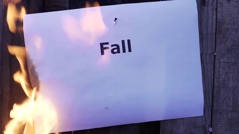 Flaming word Fall hd Stock Footage 75545373