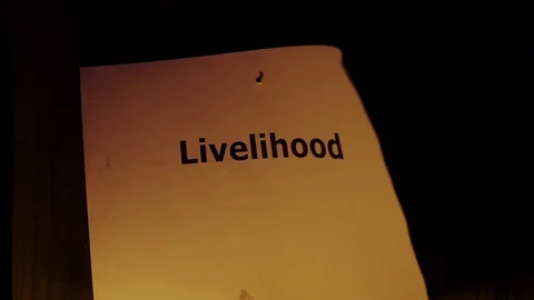 Flaming word Livelihood Stock Footage 75548765