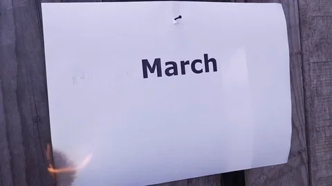 Flaming word March Stock Footage 75543253