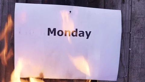 Flaming word Monday Stock Footage 75544292
