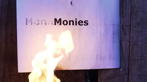 Flaming word Monies Stock Footage 75905190