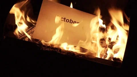 Flaming word October 스톡 동영상 75546659