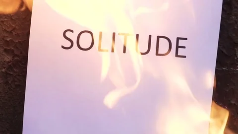 Flaming word solitude slow motion Видео 78077932