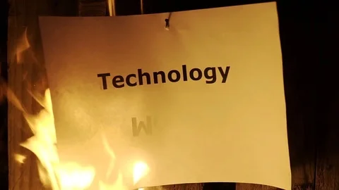 Flaming word Technology Video stock 75547185