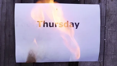 Flaming word Thursday Stock Footage 75544638
