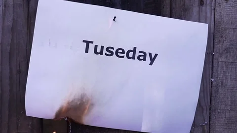 Flaming word Tuseday 스톡 동영상 75544336