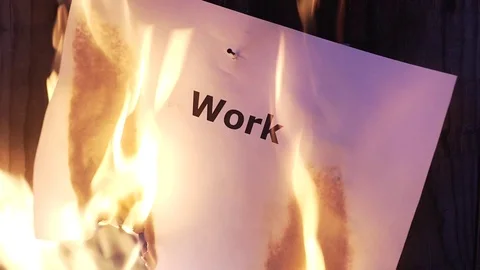 Flaming word Work hd Video stock 75548006