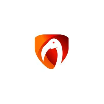 Flamingo and security shield logo design Stock Illustration