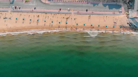 Flamingo beach in Ras Al Khaimah, UAE aerial view Video stock 102443707