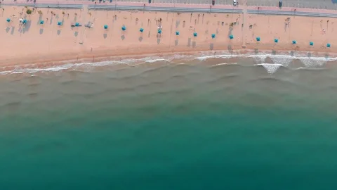 Flamingo Beach in Ras al Khaimah in United Arab Emirates aerial Stock Footage 108809079