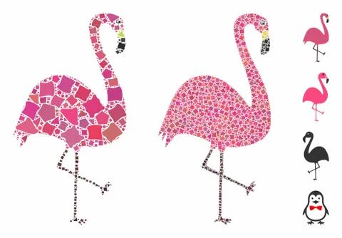 Flamingo bird Composition Icon of Trembly Elements Illustrazione stock