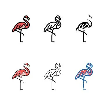 Flamingo bird forms in zoo color icon vector Illustration