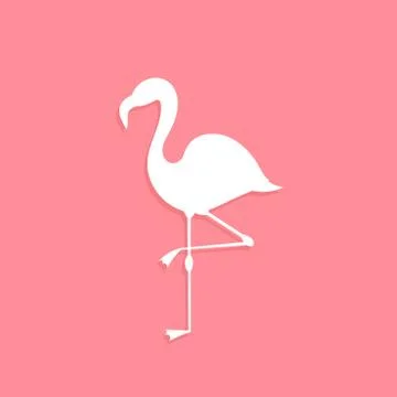 Flamingo bird white shape on pink background. Vector illustrsation Stock Illustration