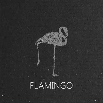Flamingo on the black cardboard texture Stock Illustration