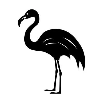 Flamingo black vector icon on white background Stock Illustration