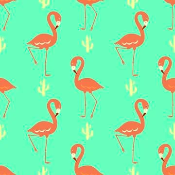 Flamingo cactus seamless pattern vector Illustrazione stock
