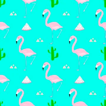 Flamingo cactus seamless pattern vector Stockillustratie