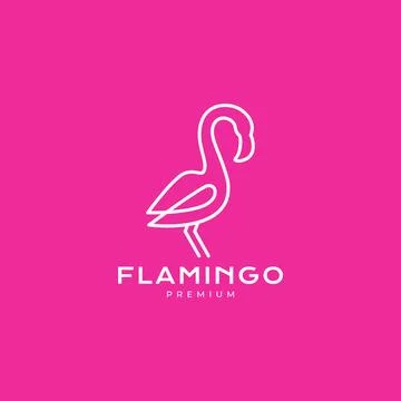 Flamingo continuous line modern minimalist logo design vector Stockillustratie