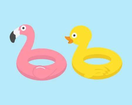 Flamingo duck float swimming ring pool 스톡 일러스트