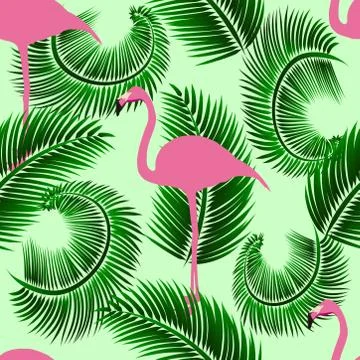 Flamingo exotic seamless pattern. 스톡 일러스트