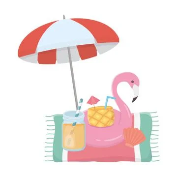 Flamingo float and summer icon set design Stock Illustration
