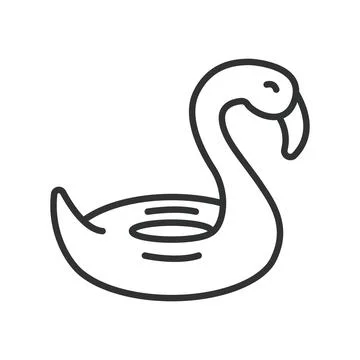 Flamingo float, icon in line design. Flamingo float, inflatable, pool toy Stock Illustration