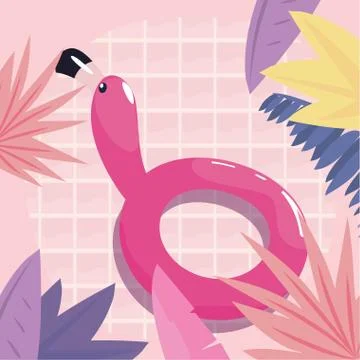 Flamingo float summer time vacations design Illustrazione stock