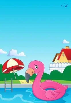 Flamingo float theme image 스톡 일러스트