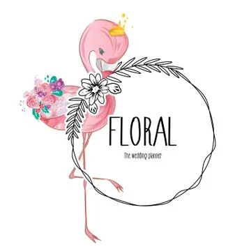 Flamingo in floral euphemistic Logos Template. Stock Illustration