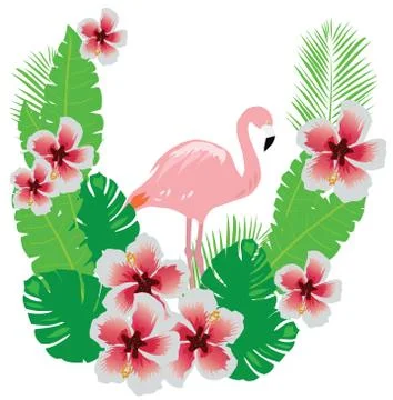 Flamingo with flowers Illustrazione stock
