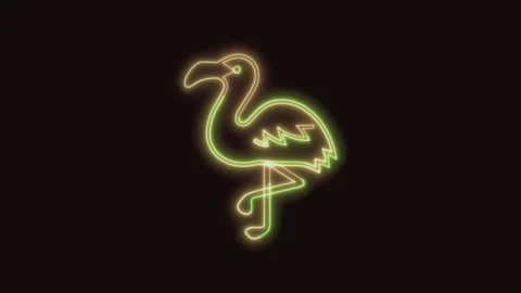 Flamingo Icon Neon Seamless Loop 4K (Black Background) Stock Footage 310357904