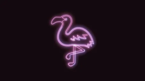 Flamingo Icon Neon Seamless Loop with Black Background 4K Video stock 311301798