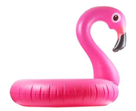 Flamingo icon. Pink pool inflatable flamingo for summer beach isolated on whi 스톡 사진